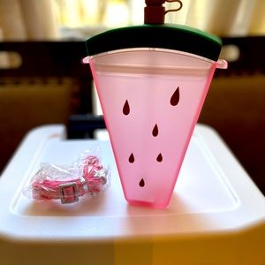 Portable drinking cup with strap